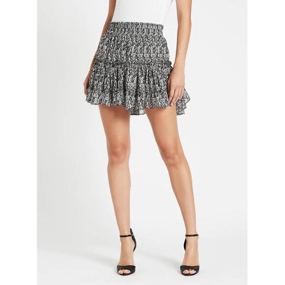 MISA Los Angeles Marion Black and Mauve Pink Tiered Ruffle Mini Skirt XS - Picture 10 of 10